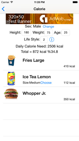 Fast Food Caloriemeter
