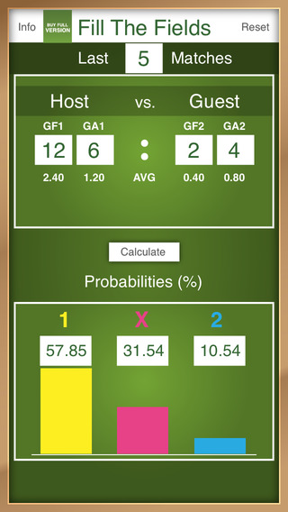 Bet Wizard Lite - Calculate and predict the outcome of a football game
