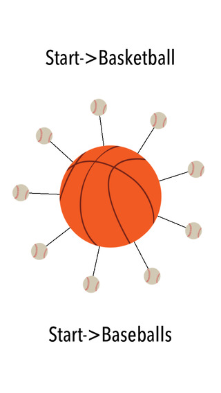 Basketball vs Baseballs: Tap the screen to release baseballs
