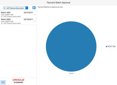 Payment Batch Approvals Tablet for JD Edwards EnterpriseOne