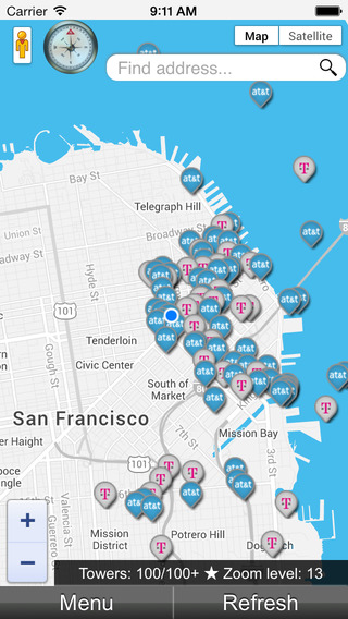 【免費交通運輸App】Find Tower - Locate all the cell phone GSM 3G 4G & LTE BTS antenna towers around you using wifi GPS to boost reception !-APP點子