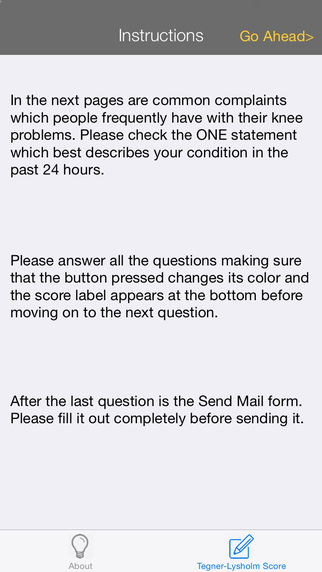 【免費醫療App】Tegner-Lysholm Knee Score-APP點子