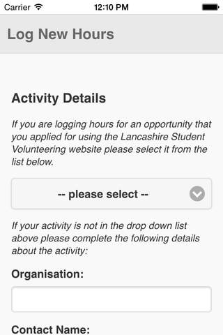 CVCL Record Volunteering Hours screenshot 2