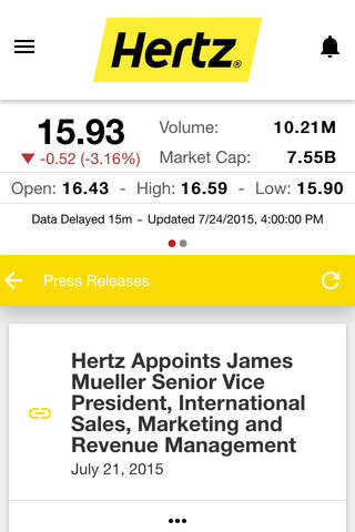 Hertz Investor Relations screenshot 2