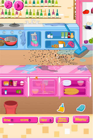 Limpeza cozinha para cozinhar -Bebés Meninas Jogo Fun Febre Jogos grátis para 2 screenshot 2