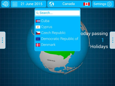 National Holidays Globe HD screenshot 2