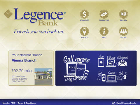 Legence Bank HD App for iPad