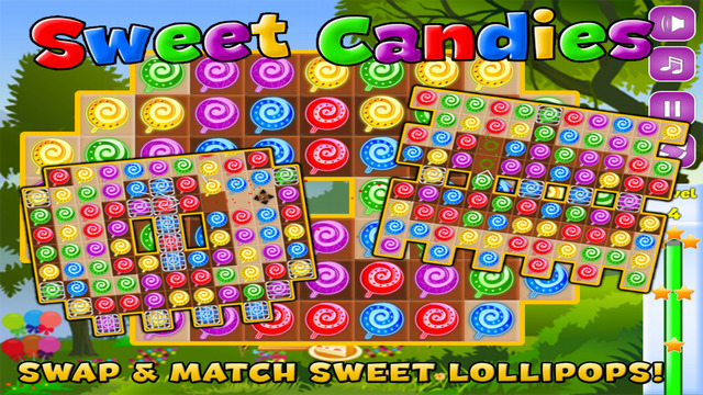 Sweet Candies - Lollipop Candy Match-3 Puzzle Game