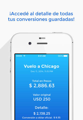 Viajero Blue - Convertí cualquier moneda al dólar tarjeta! screenshot 4