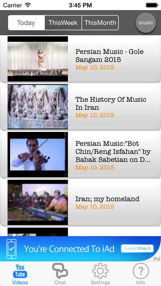 IranTube: Curated collection of daily weekly monthly videos related to Iran