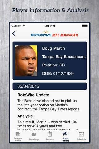 MyFantasyLeague Manager 2015 by RotoWire screenshot 4