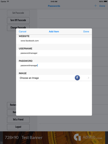 Password Manager: Touch ID & Passcode (iPad) screenshot 2