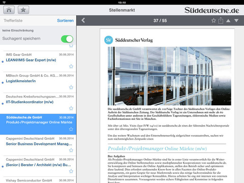 Der Stellenmarkt von sueddeutsche.de und Süddeutsche Zeitung screenshot 4
