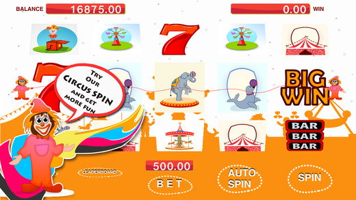Ace of Happy Clown Circus Slots Machine - Spin the wheel over the rope to win big prizes