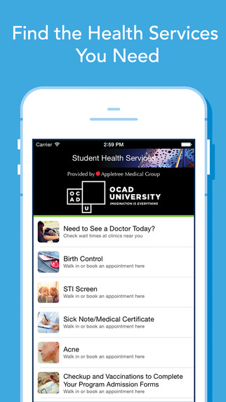 【免費醫療App】Find Doctors for OCAD U Students - Check Walk In Clinic Wait Times + Book Appointments-APP點子