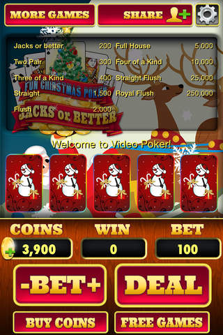 Fun Christmas Video Poker PRO - Play Jacks or Better & Las Vegas Casino Style Game for Free ! screenshot 4