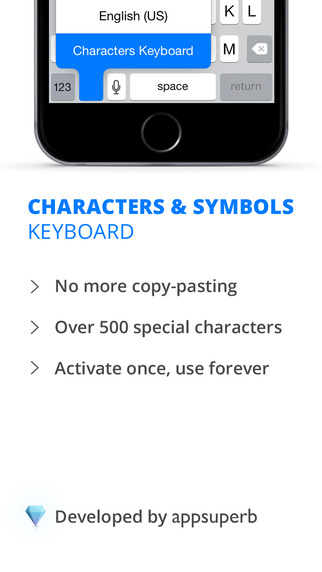 Characters Symbols Keyboard - By Appsuperb