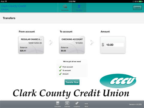 Clark County Credit Union Mobile App for iPad screenshot 4