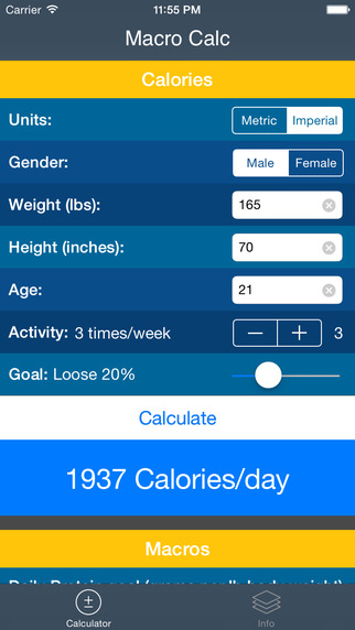 IIFYM - Macro and Calorie Calculator