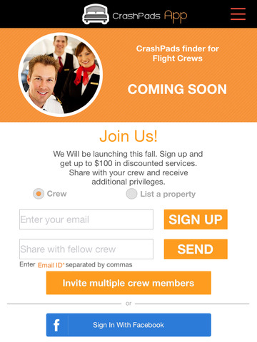 【免費商業App】CrashPadsApp - Flight Crew, Crash Pads!-APP點子