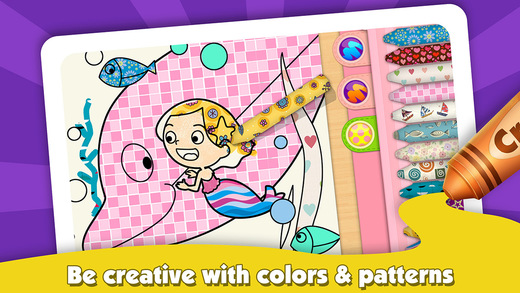 Kids Color Book: Bedtime Stories Little Mermaid Princess - Educational Coloring Painting Game Design