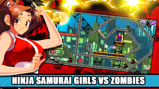 Ninja Samurai Girls Vs Zombies a puzzle action level game