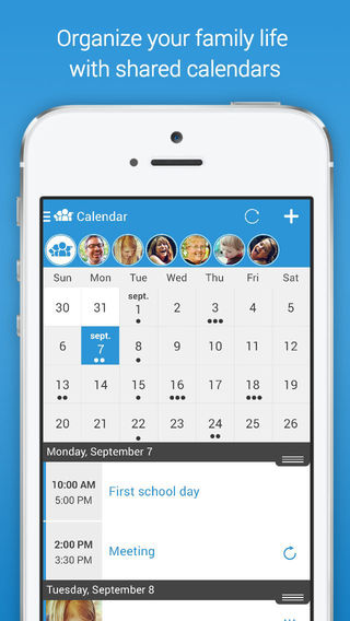 FamilyWall: Private Family Calendar Lists Locations