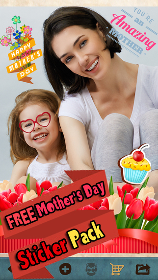 Instafun Booth - Free Mother's Day Sticker Pack Update - Add Cool Stickers like mustaches and art ef