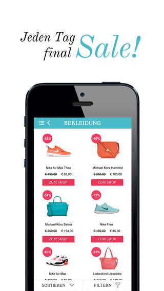 Lastminute Fashion Sale - Die mobile Online Shopping App mit Designer Mode für iPhone
