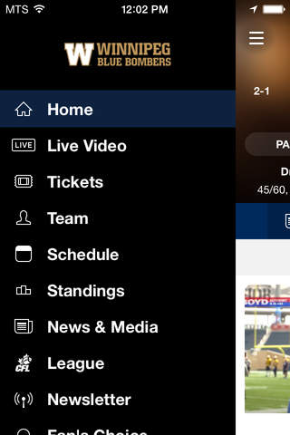 The Official Winnipeg Blue Bomber Mobile App screenshot 2