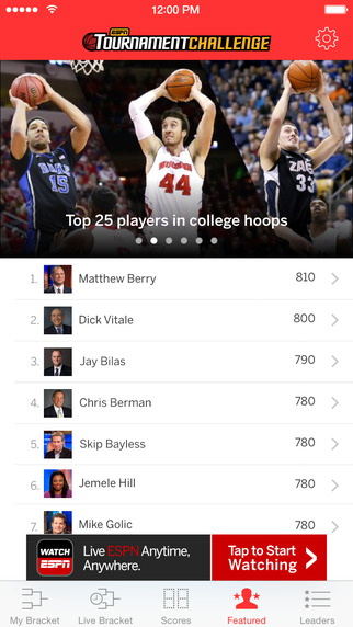 【免費運動App】ESPN Tournament Challenge-APP點子