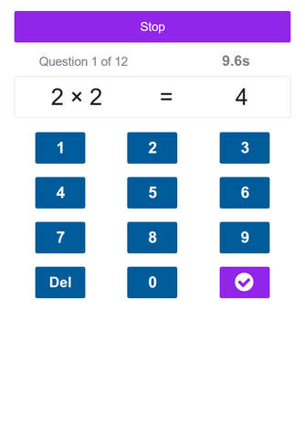 Times Tables Test screenshot 2