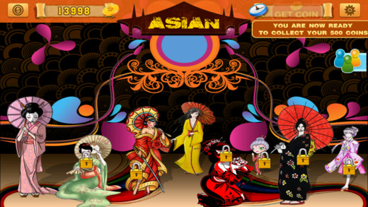 Slots of Asian Geisha Jewels in a Journey - Vegas Casino Lucky 777 Simulation Game