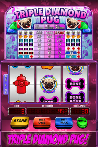 Triple Diamond Pug Slot Machine FREE screenshot 2