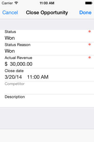 CWR Mobile CRM 5.1 for iPhone 4 (Microsoft Dynamics CRM 2011 and 2013) screenshot 4