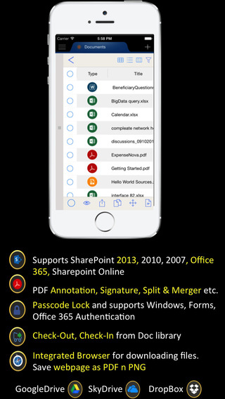 Portal Surface: Mobile Office 365 and SharePoint Online Client with Cloud Drives