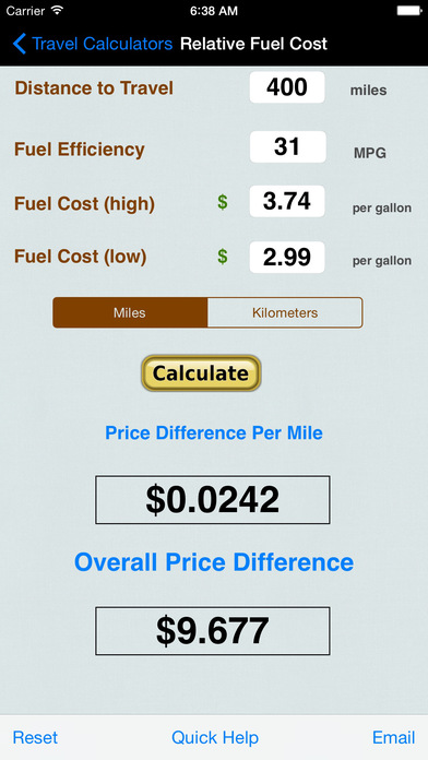 gas mileage trip