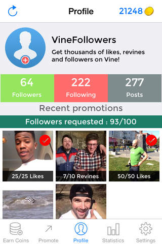 VineFollowers for Vine - Get thousands of followers, likes and revines for your videos screenshot 4