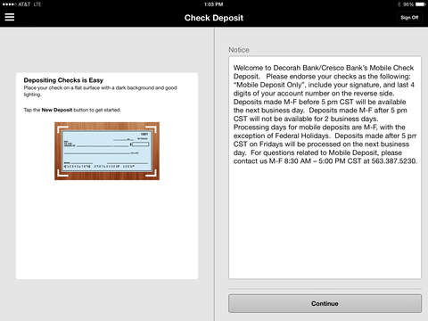 Decorah and Cresco Bank iPad Version