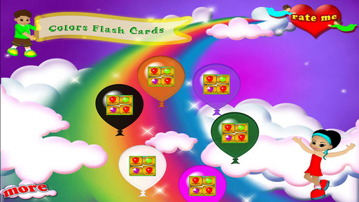 Colors Flash Cards Preschool Learning Experience Memory Match Balloons Game