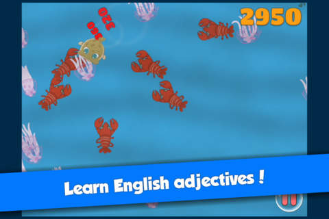 大嘴鱼：学习基础英语词汇和美语单字名词和形容词的英文游戏 screenshot 2