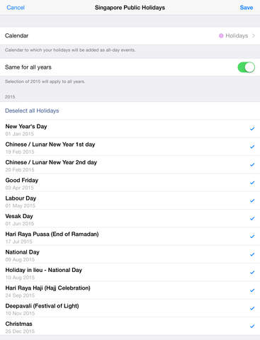 【免費生產應用App】Singapore Public Holidays 2015-APP點子