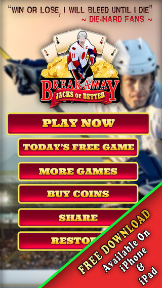 Team Break Away Video Poker - Play Jacks Or Better Hockey Edition Las Vegas Casino Gambling Game for