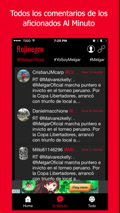 Rojinegro - Futbol de Melgar, Perú screenshot 2