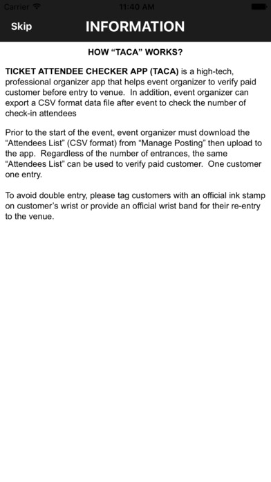 XOimages TACA Ticketing App screenshot 2