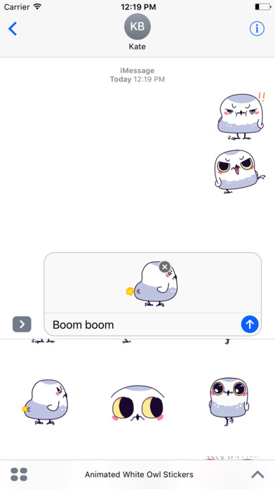 Animated White Owl Stickers For iMessage screenshot 3