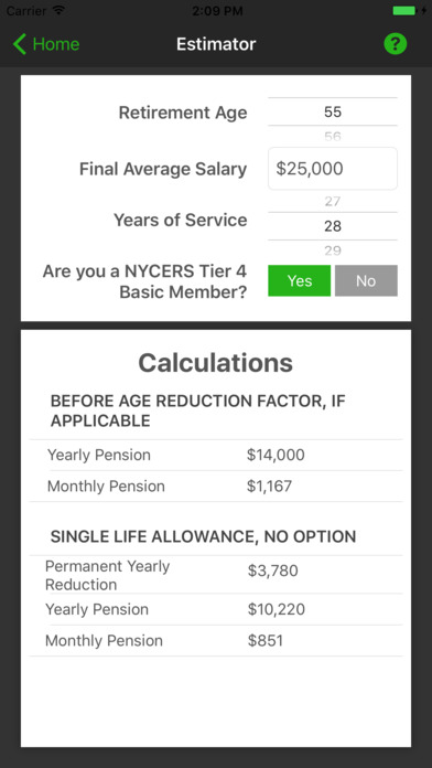NYS & NYC Tier 4 Pension Estimator screenshot 3