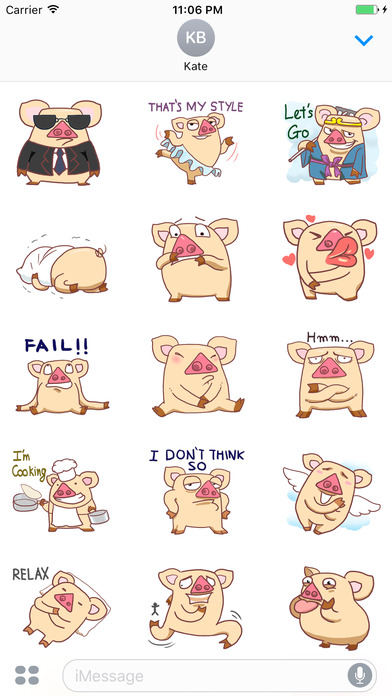 Mon - The Funny Stupid Pig English Sticker screenshot 2