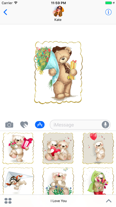 I Love You - Cute Teddy Bear Stickers for messages screenshot 4