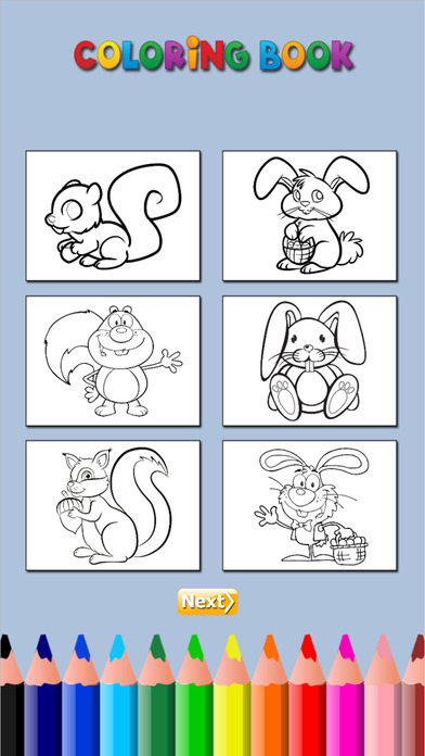 Cute Squirrel & Rabbit - Game coloring book for me screenshot 4
